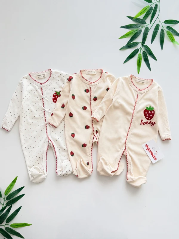 Strawberry 3 Tulum 3 Bone %100 Pamuk Set