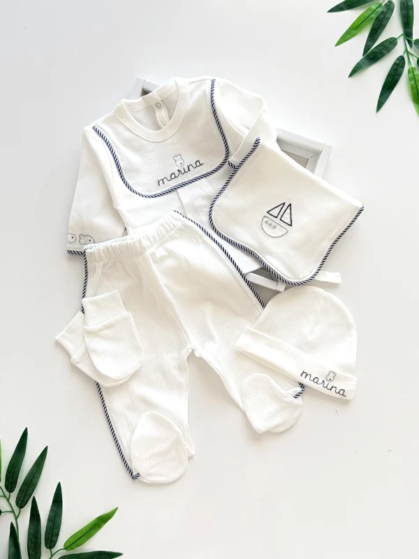 Marine 5 Parça Kutulu %100 pamuk set