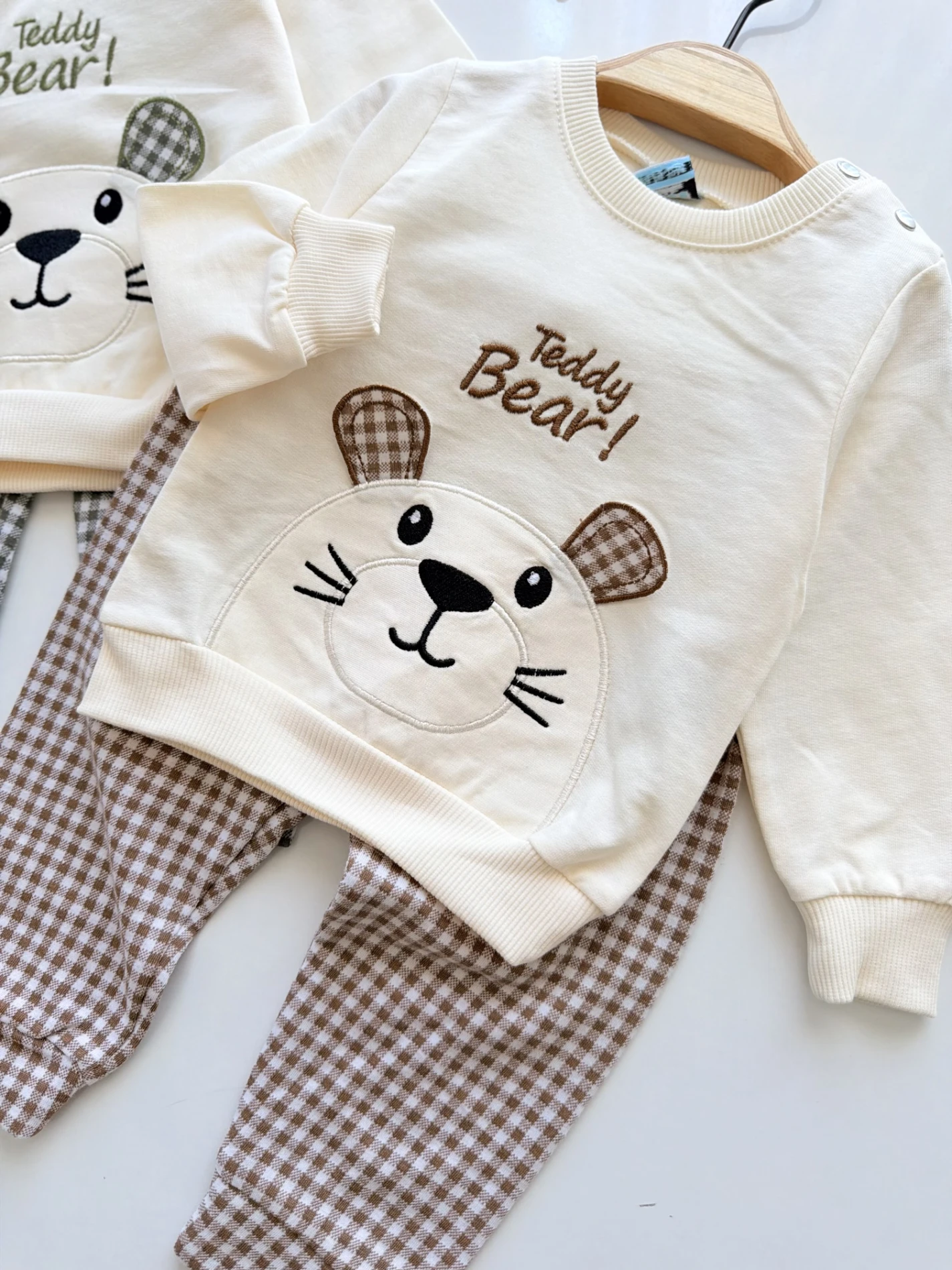 Teddy Bear  Waffle Kumaş 2’li Takım