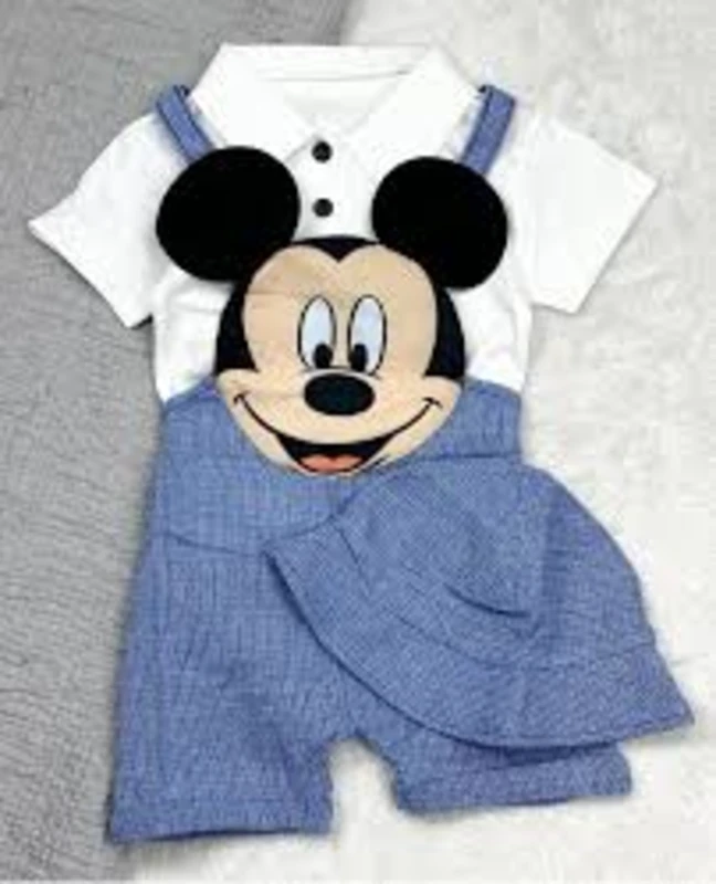 Mickey Mouse Baskılı Tişörtlü Bucket Şapkalı 3’lü Yazlık Set