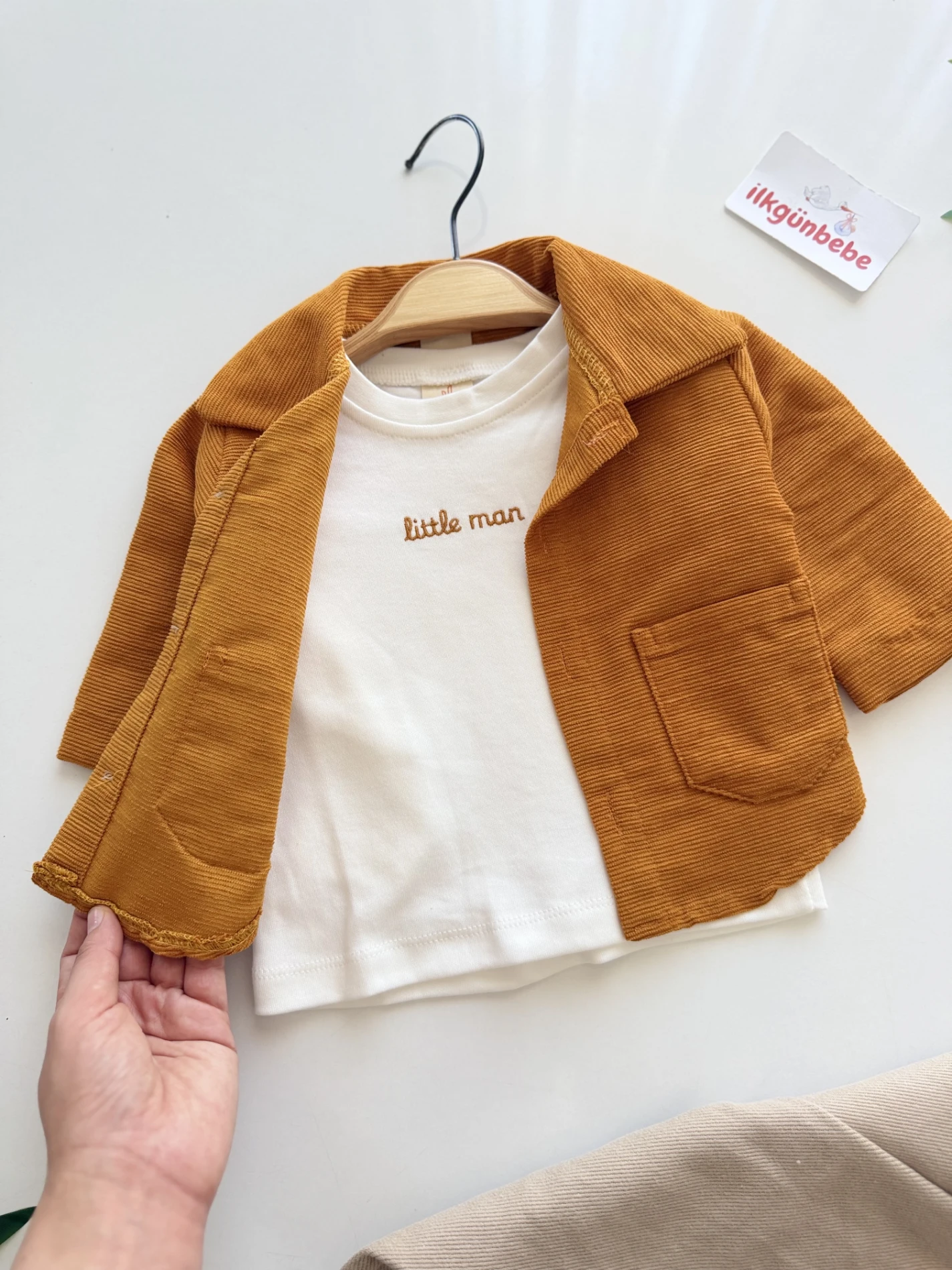 Little aman Kadife Ceketli 3’lü Premium Takım