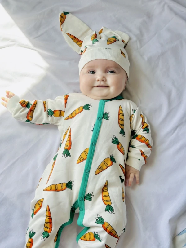 Havuç Baskılı Unisex Mevsimlik Tulum 
