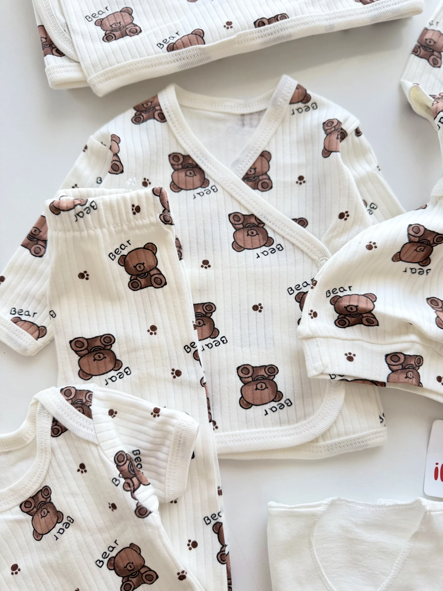 10 Parça %100 Pamuk Teddy Bear   Desenli Yenidoğan Hastane Çıkışı Seti