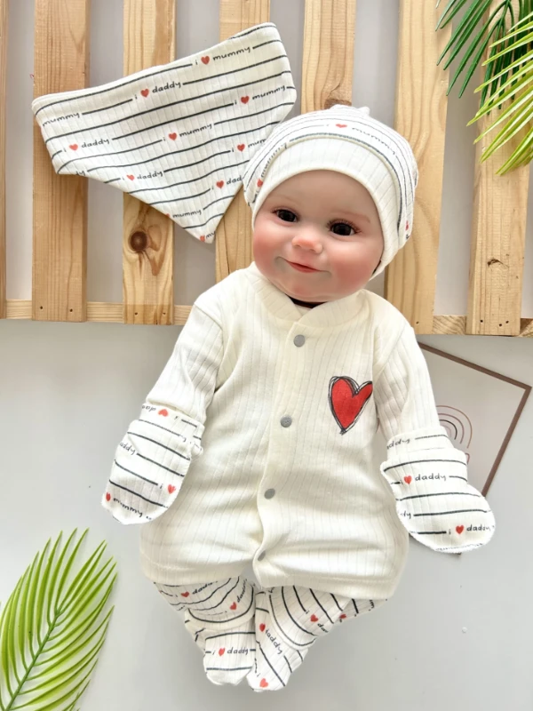 I Love Mom Daddy Baskılı %100 Pamuk 5 Parça Yenidoğan Set