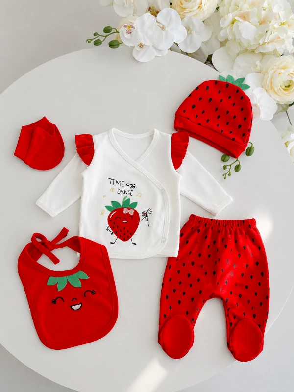 Strawberry %100 Pamuk Yumuşacık Premium  5 Parça Set