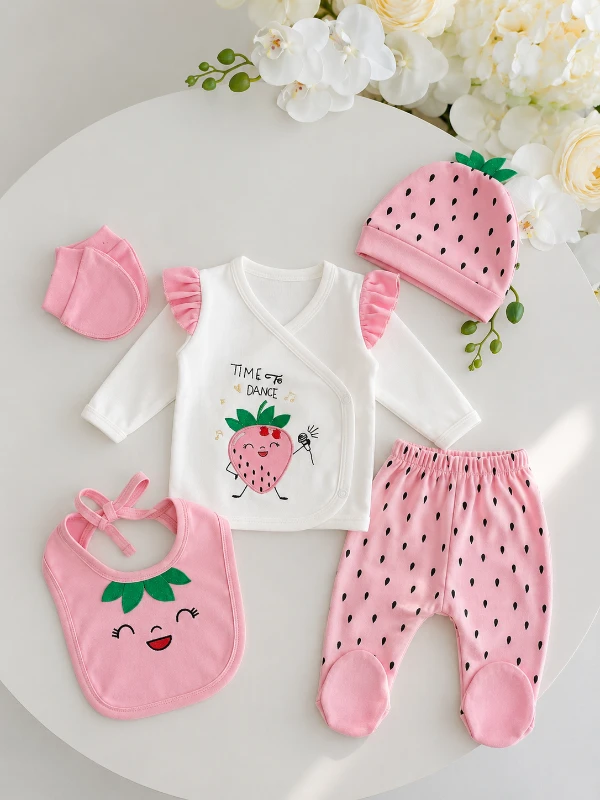 Strawberry %100 Pamuk Yumuşacık Premium  5 Parça Set