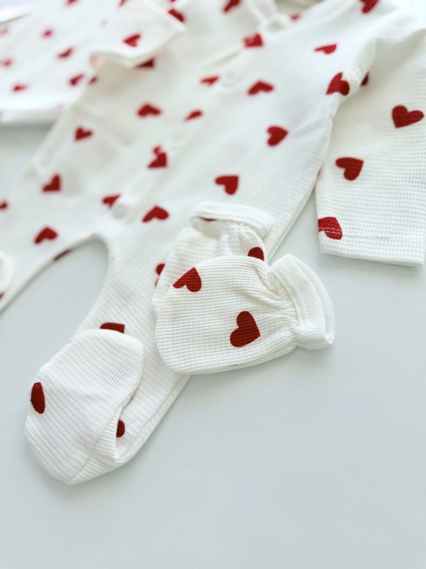 Love Kalp Desenli  %100 Pamuk Yumuşacık Premium Battaniyeli 5 Parça Set