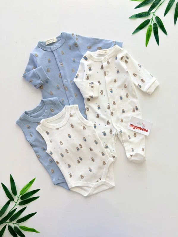 Teddy Bear %100 Pamuk Body Tulum Set 