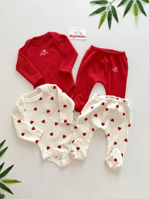 Scarlet Hearts %100 Pamuk 2 Body 2 Alt Set