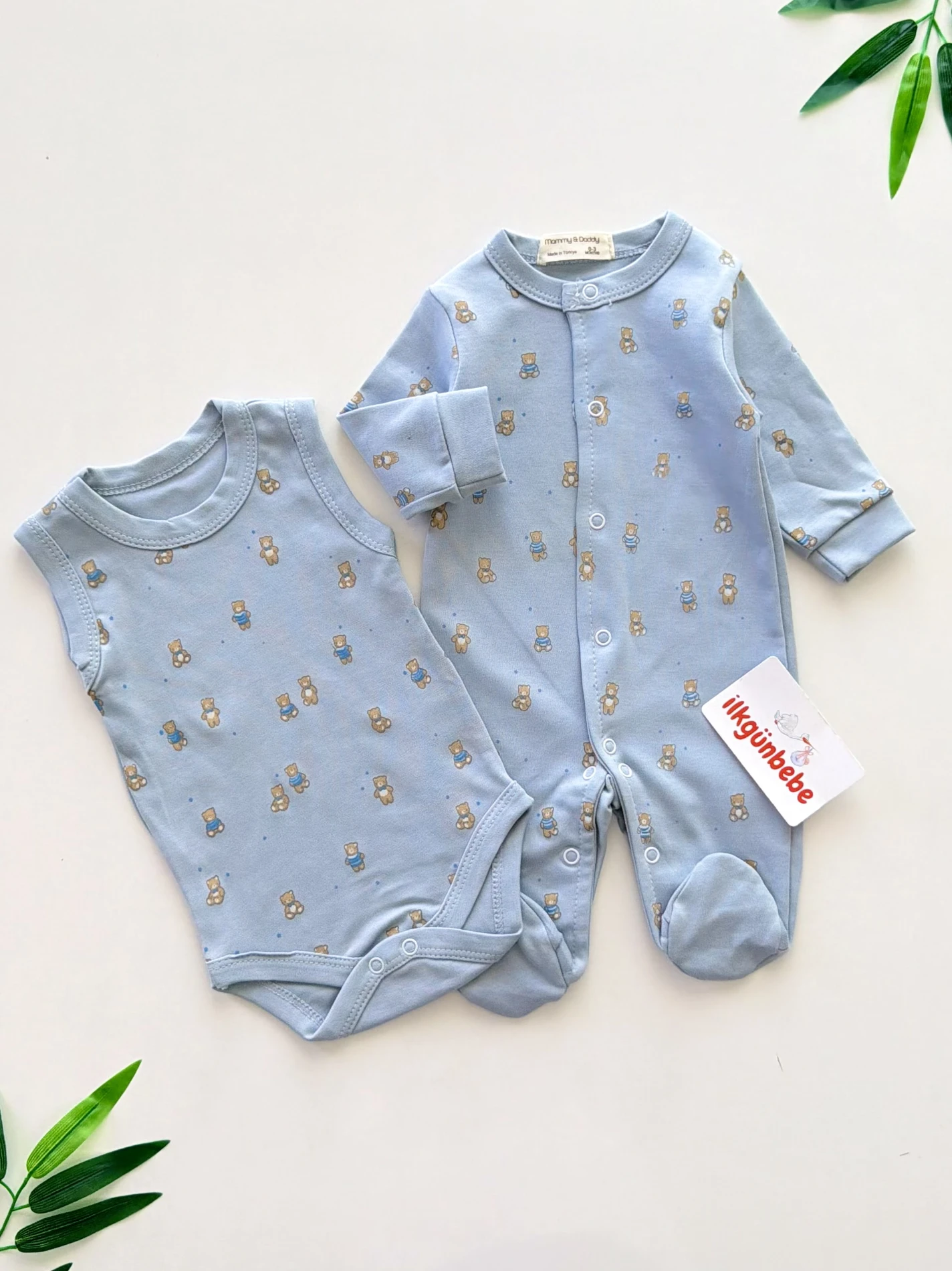 Teddy Bear %100 Pamuk Body Tulum Set 