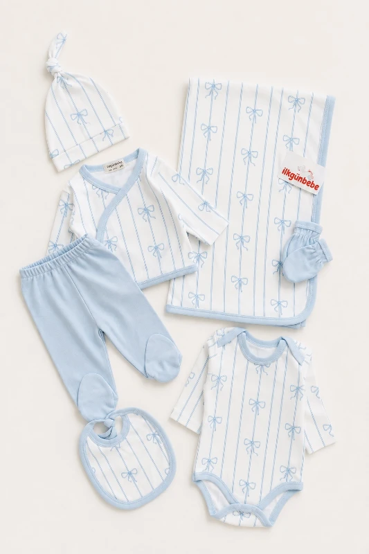 Fiyonklu Pinterest 7 Parça %100 Pamuk Yenidoğan Set