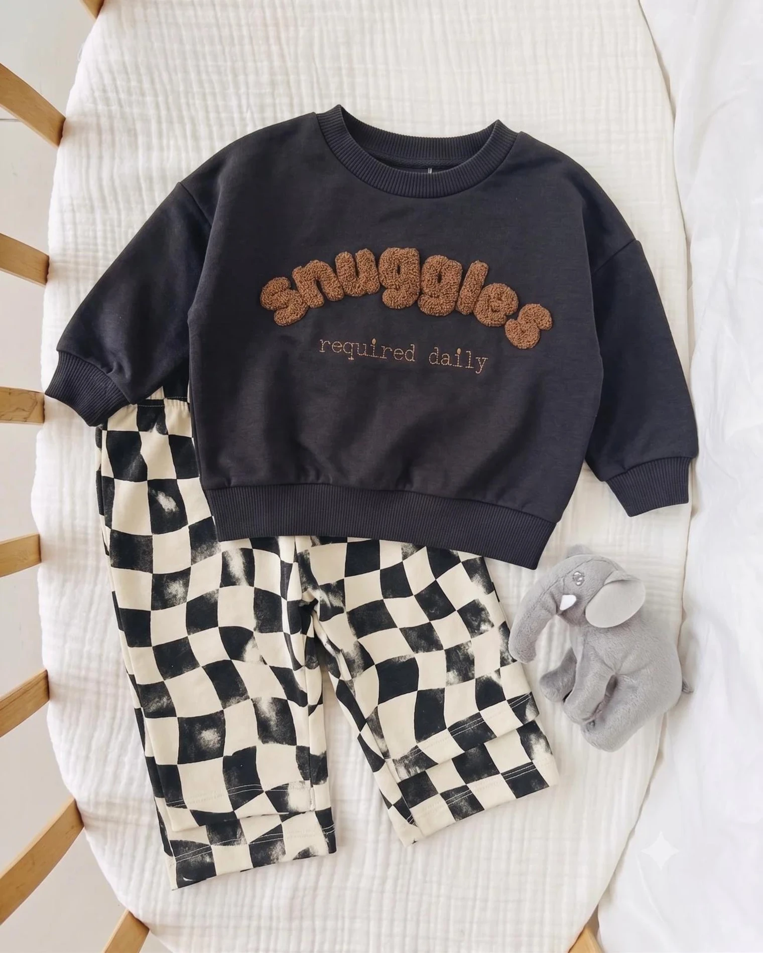 Snuggles gri %100 pamuk 2’li mevsimlik takım 