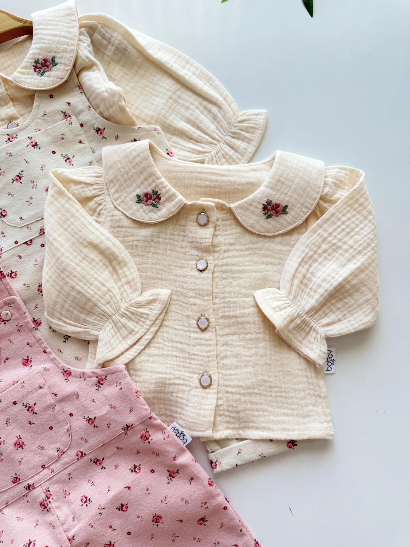 Baby Cute Çıtır Çiçek Salopetli Müslin Gömlekli 2’li Takım