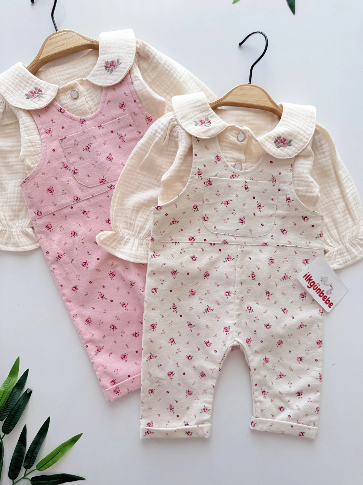 Baby Cute Çıtır Çiçek Salopetli Müslin Gömlekli 2’li Takım