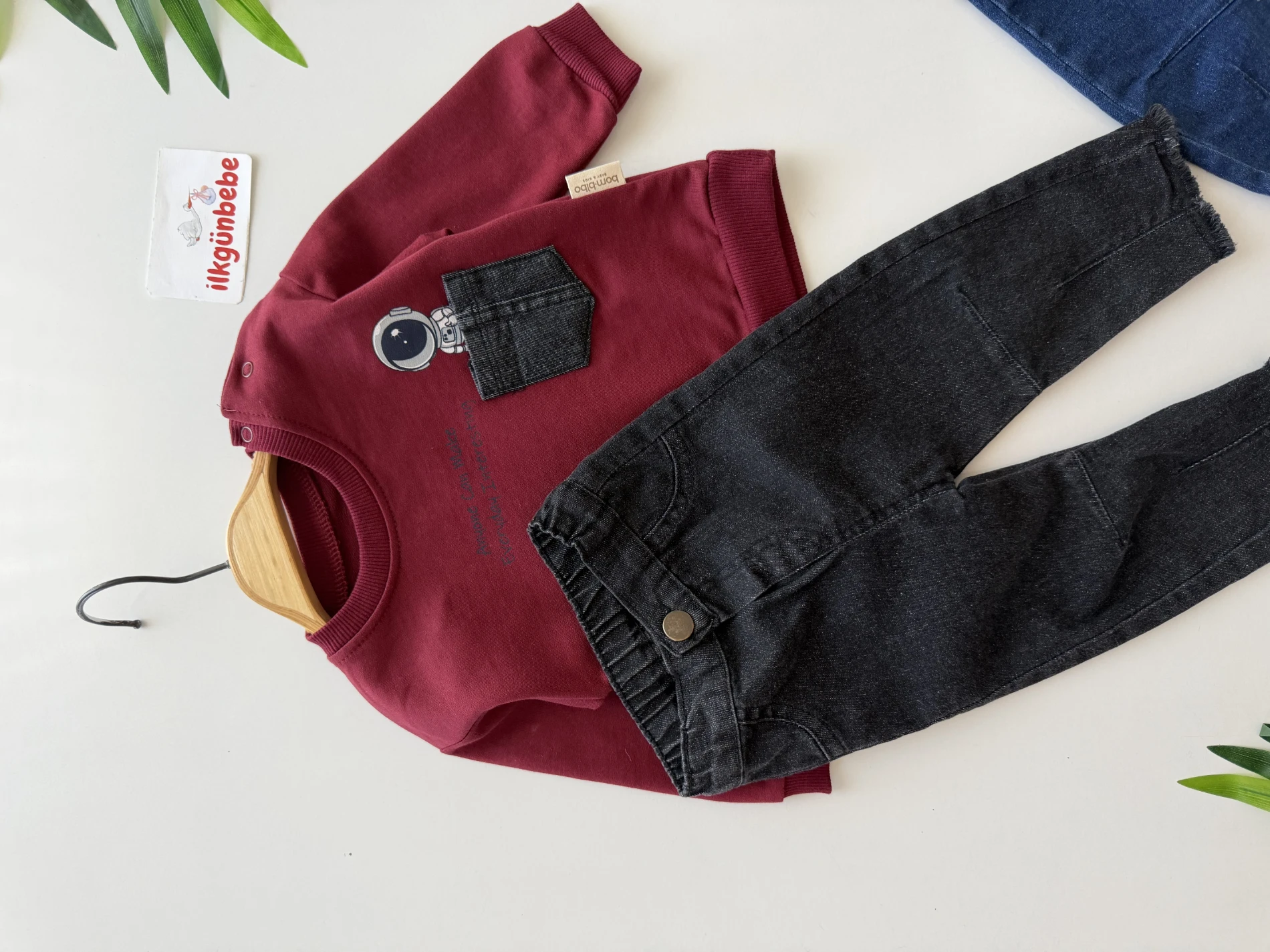 Uzay Temalı Kot Pantalonlu 2’li Takım