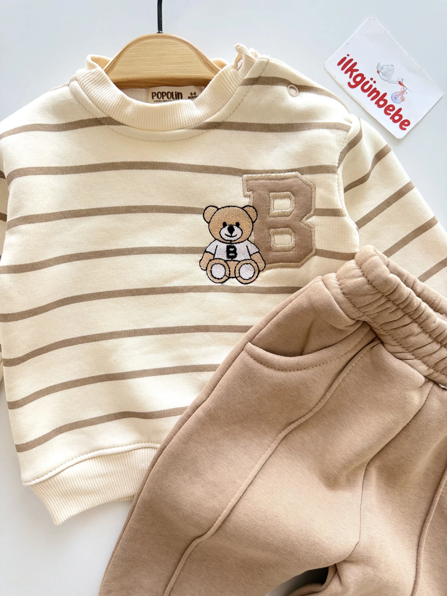 Teddy Bear Çizgili 3 İp Şardonlu Kışlık Takım
